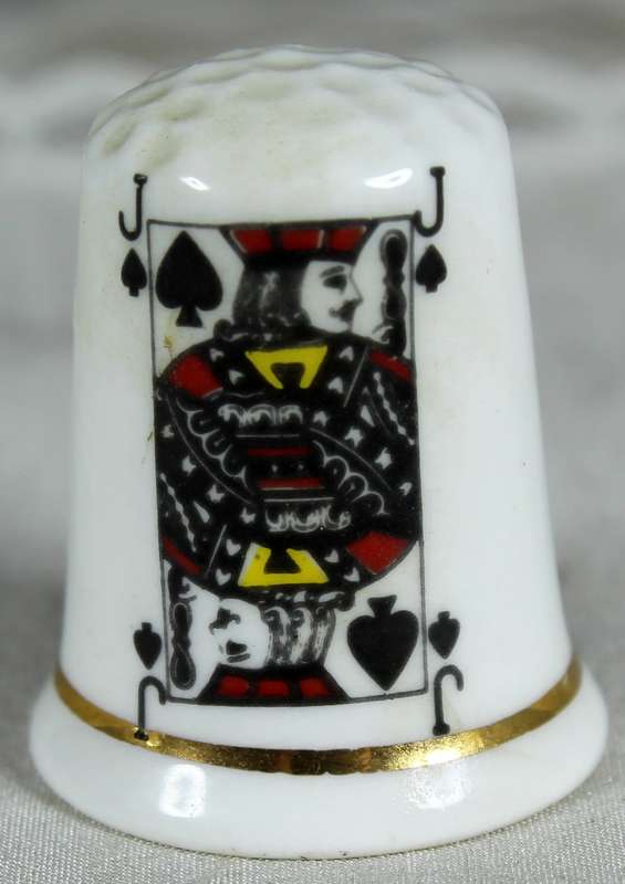Bone China thimble - Fenton - Jack of spades