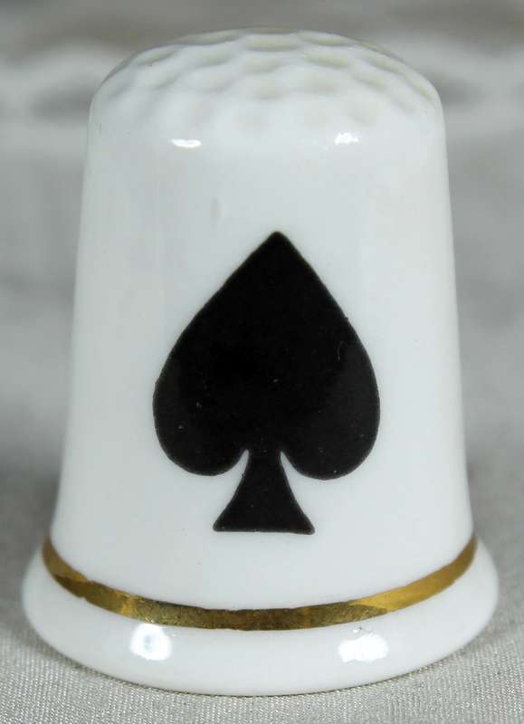 Bone China thimble - Fenton - Jack of spades