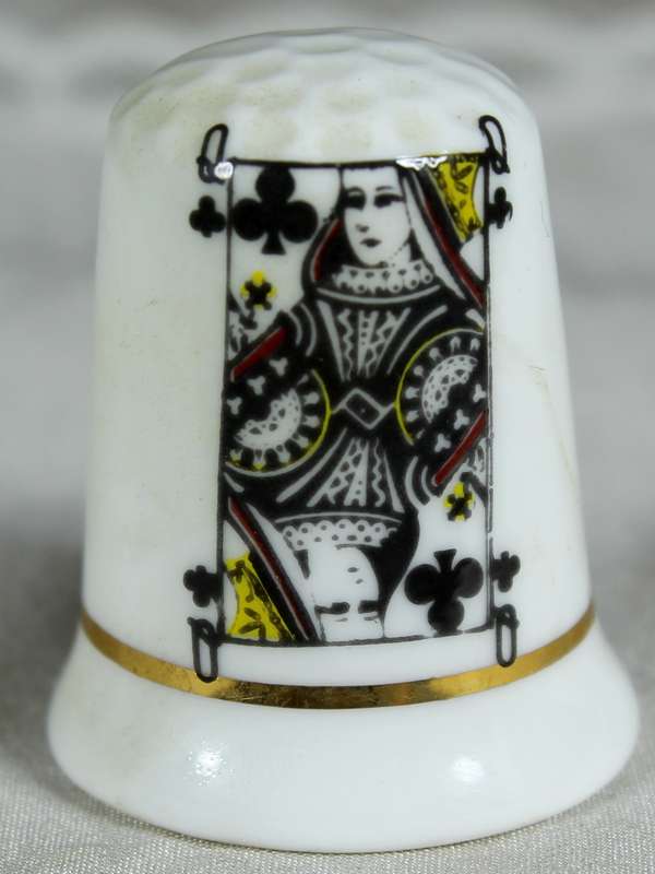 Bone China thimble - Fenton - Queen of clubs