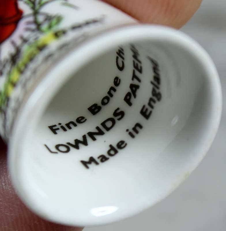 Bone China thimble - Lownds Pateman - good luck from Polperro