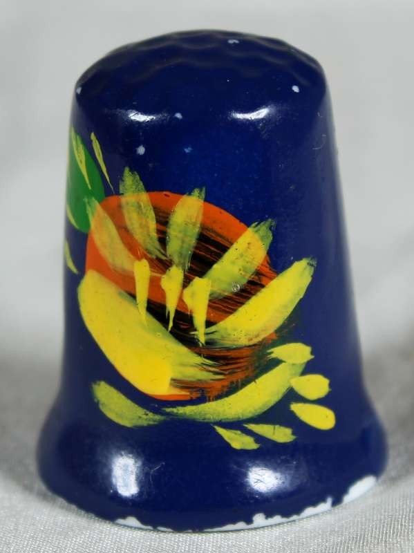 Bone China thimble - hand painted - cobalt blue