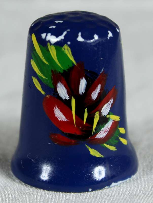 Bone China thimble - hand painted - cobalt blue