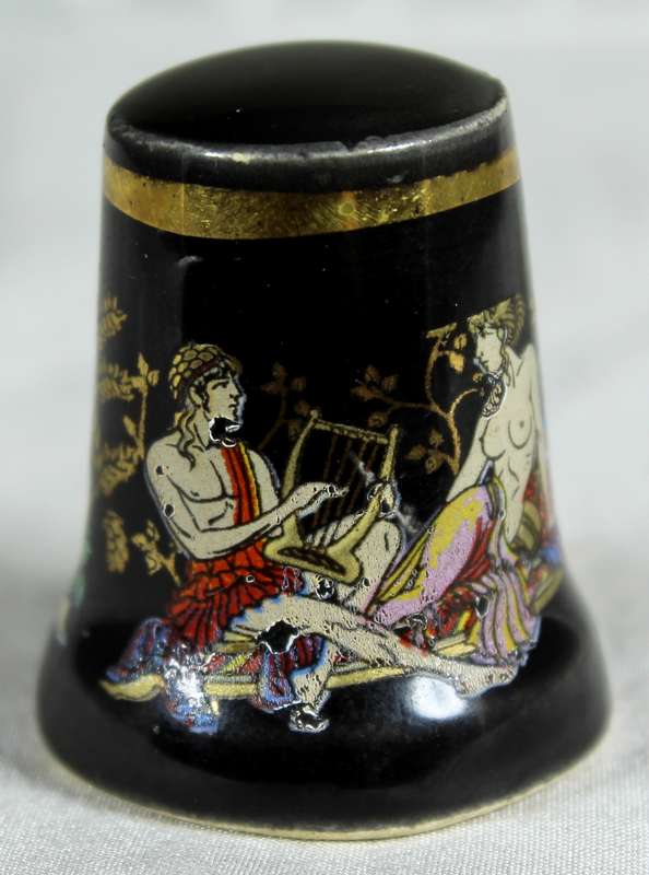 Bone China thimble - embossed Greek scene