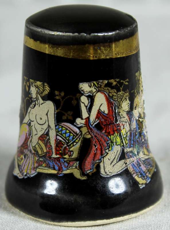 Bone China thimble - embossed Greek scene