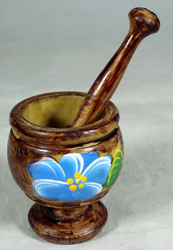 Wooden mortar & pestle