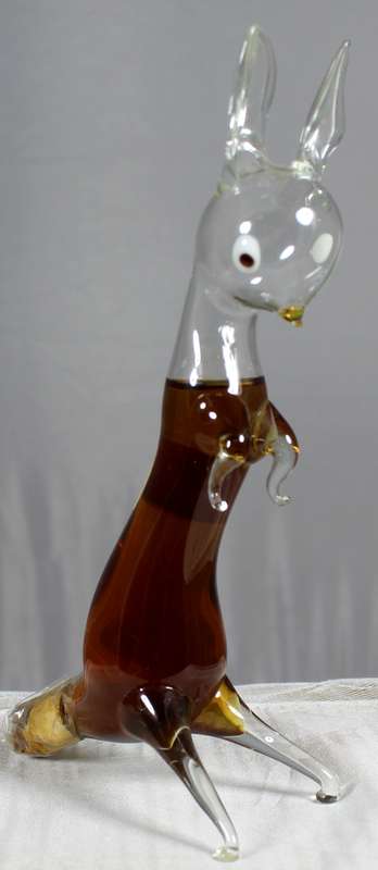 Small hand blown glass hare with Bol's brandy