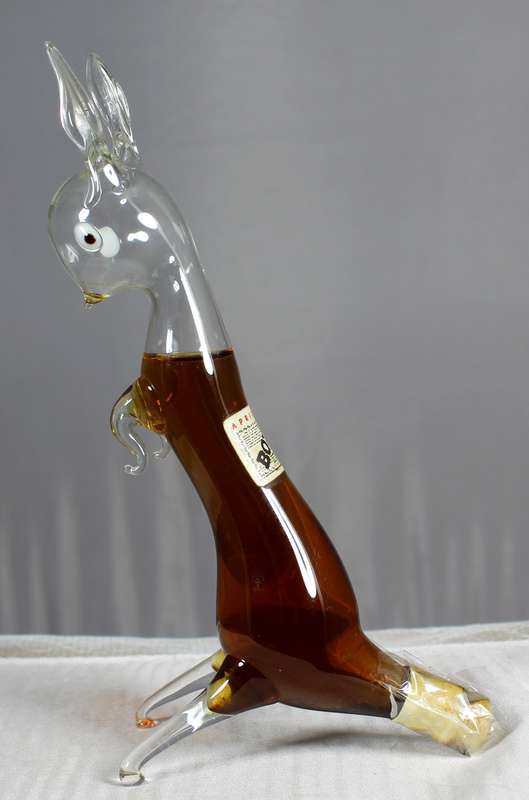 Small hand blown glass hare with Bol's brandy