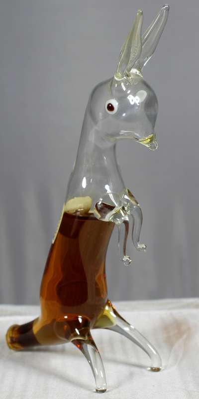 Small hand blown glass hare with Bol's brandy