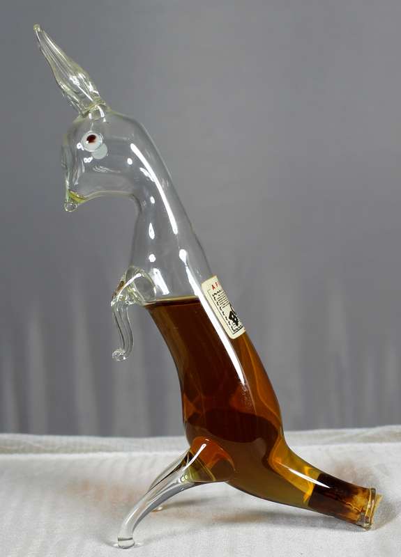 Small hand blown glass hare with Bol's brandy