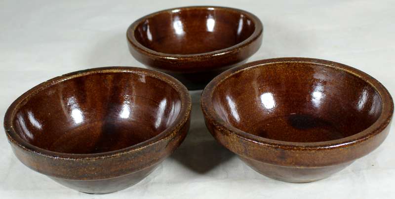 Set of three pottery bowls
