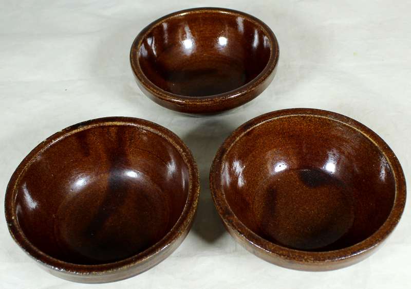 Set of three pottery bowls