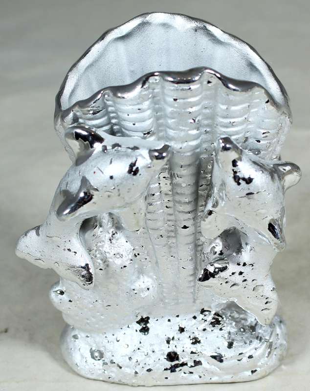 Silver painted small vase with dolphins