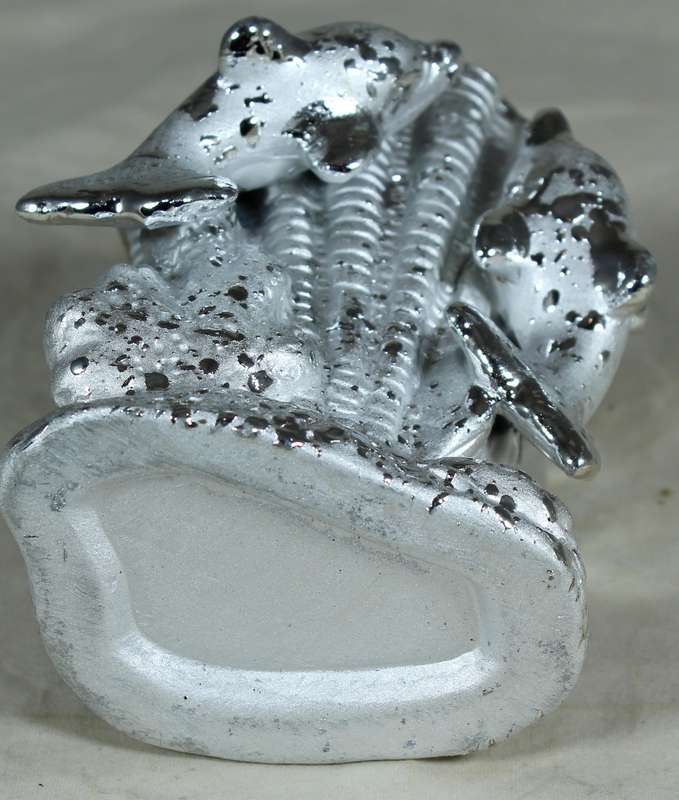 Silver painted small vase with dolphins