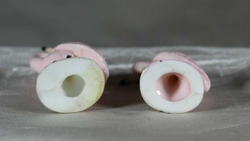 Miniature pair of porcelain pink flamingo's