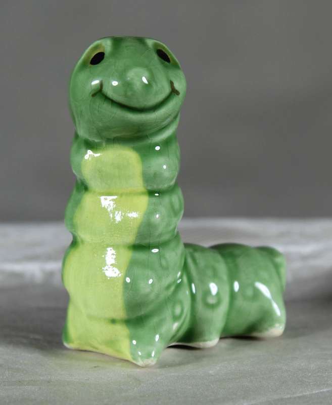 Miniature porcelain green worm