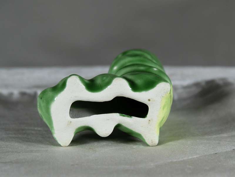 Miniature porcelain green worm