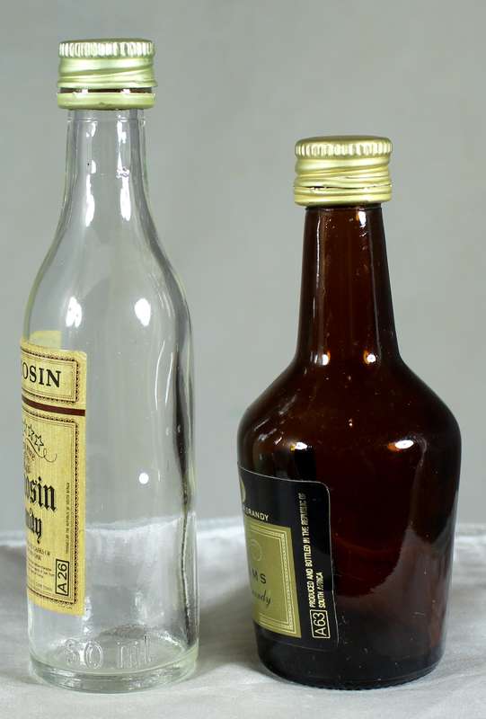Mini liquor bottle - Empty - Pair of Limosin & VO Bertrams brandy