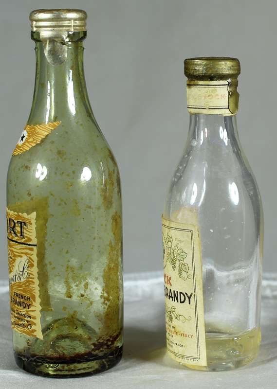 Mini liquor bottle - Empty - Pair of Grappa & Duport brandy