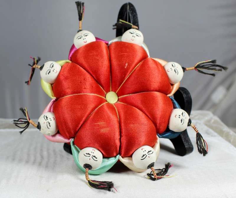 Vintage 8 Chinese men pin cushion