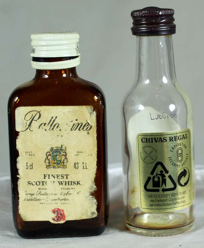 Mini liquor bottle - Empty - Pair of Chivas Regal & Ballentines bottles
