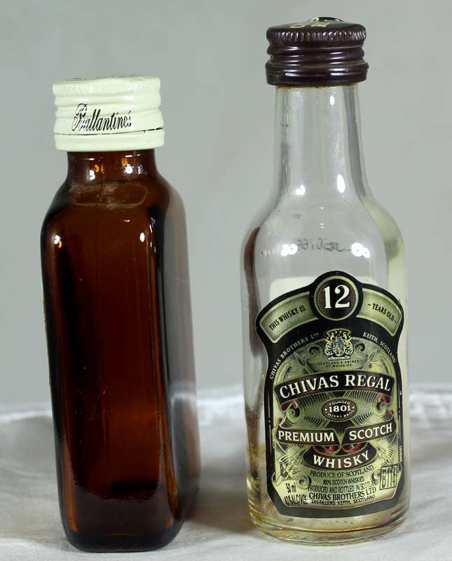Mini liquor bottle - Empty - Pair of Chivas Regal & Ballentines bottles