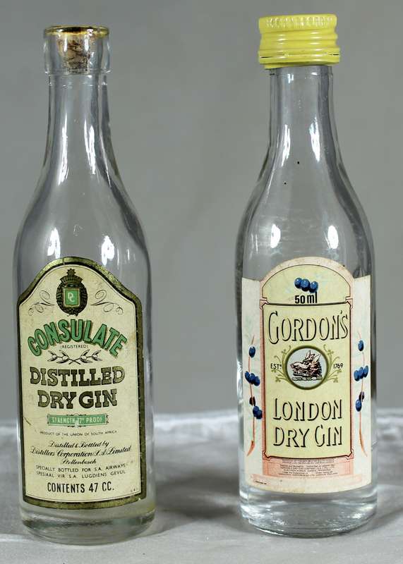 Mini liquor bottle - Empty - Pair of  Consulate & Gordon's Dry Gin bottles