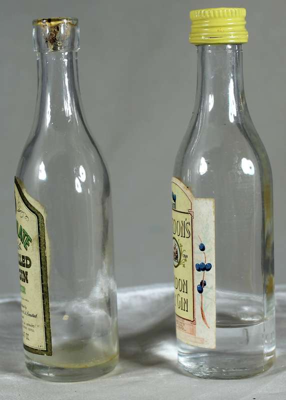 Mini liquor bottle - Empty - Pair of  Consulate & Gordon's Dry Gin bottles