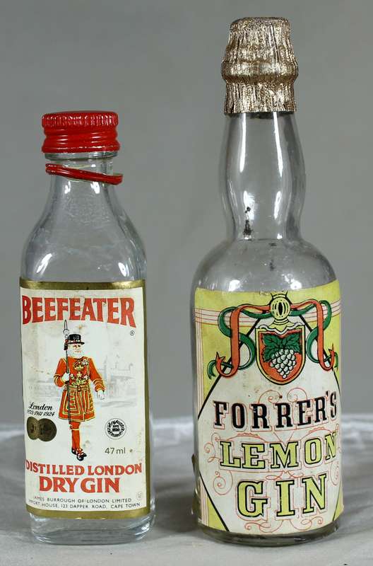 Mini liquor bottle - Empty - Pair of  Beefeater & Forrer's Gin bottles
