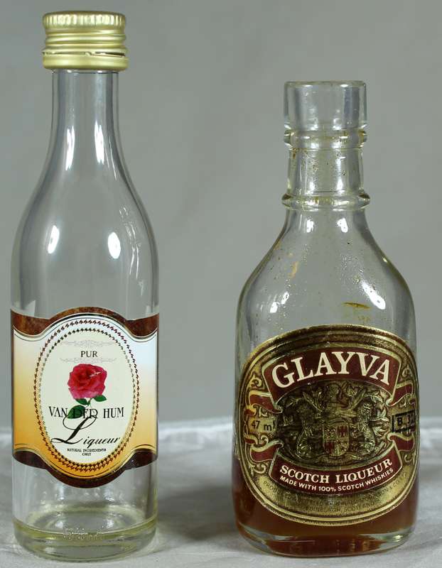 Mini liquor bottle - Empty - Pair of Glayva & Van Der Hum Bottles