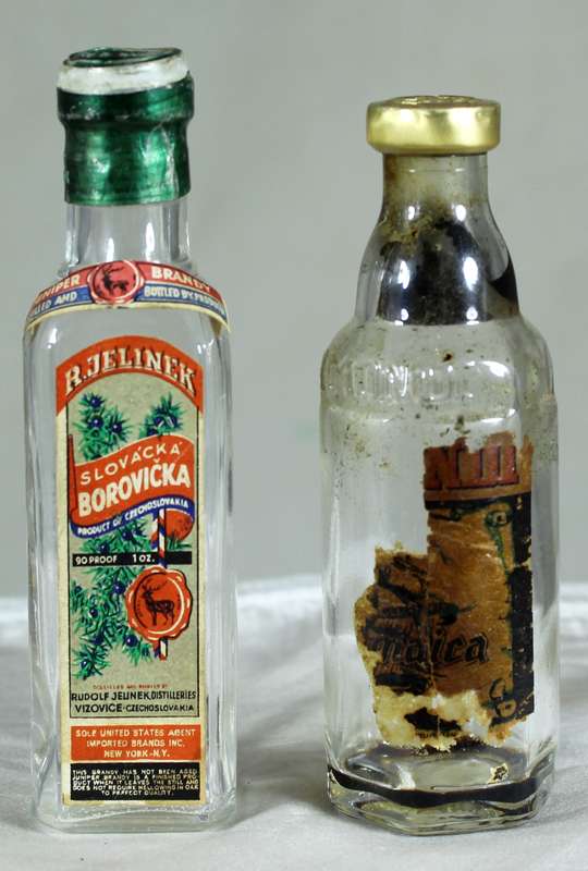 Mini liquor bottle - Empty - Pair of Borovicka & Gamode bottles