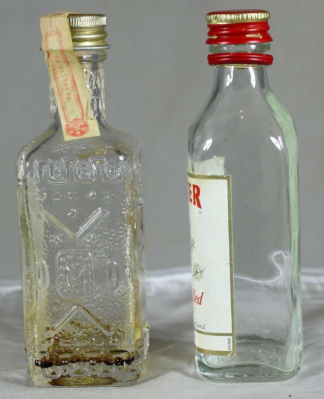 Mini liquor bottle - Empty - Pair of Olmeca & Beefeater bottles
