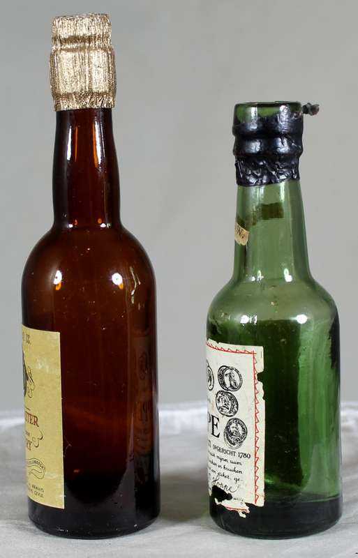 Mini liquor bottle - Empty - Pair of Old Master Sherry & P Hoppe bottles