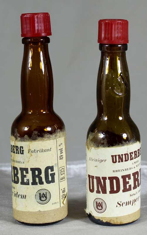 Mini liquor bottle - Empty - Pair of Underberg bottles