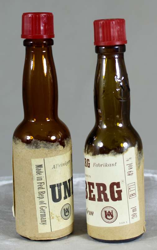 Mini liquor bottle - Empty - Pair of Underberg bottles