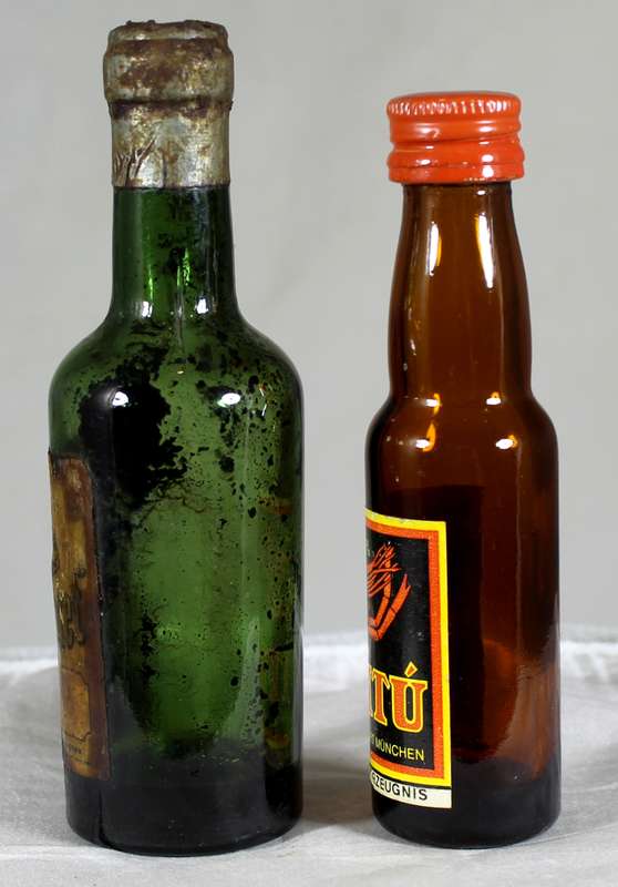 Mini liquor bottle - Empty - Pair of Pitu & Dubonnet bottles