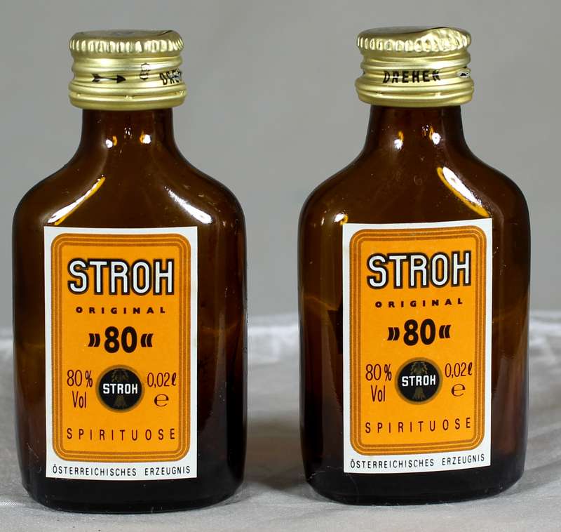 Mini liquor bottle - Empty - Pair of Stroh Rum bottles