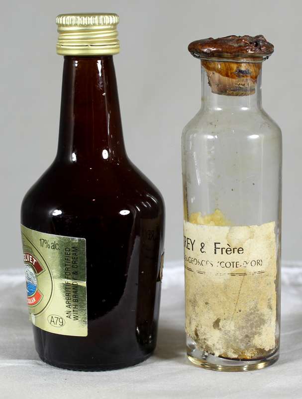 Mini liquor bottle - Empty - Pair of Cape Velvet & P Misserey bottles