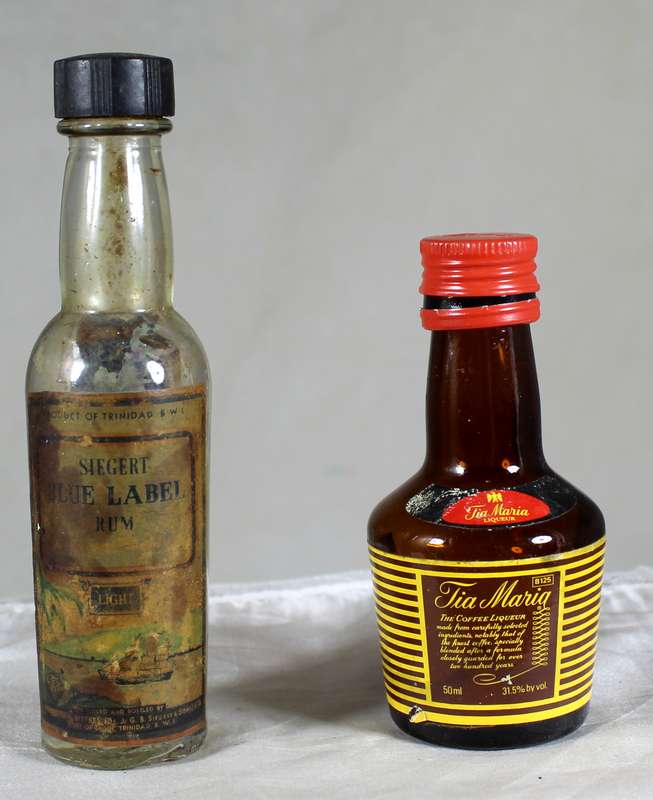 Mini liquor bottle - Empty - Pair of Tia Maria & Siegert bottles