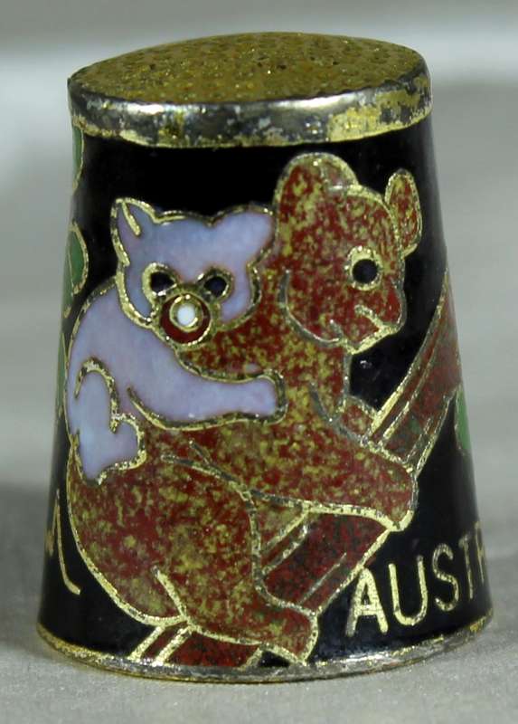 Cloisonne thimble - Koala bears, Australia