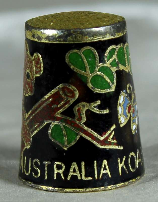 Cloisonne thimble - Koala bears, Australia