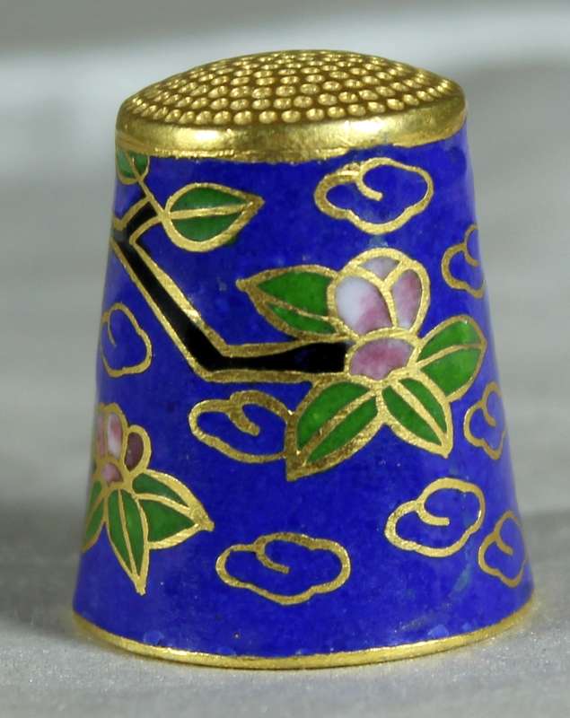 Cloisonne thimble - bird on branches