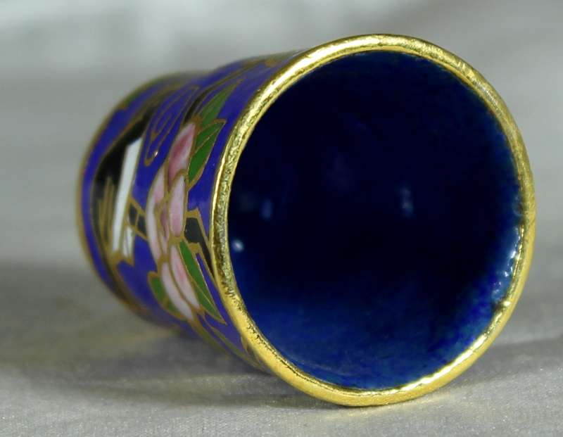 Cloisonne thimble - bird on branches