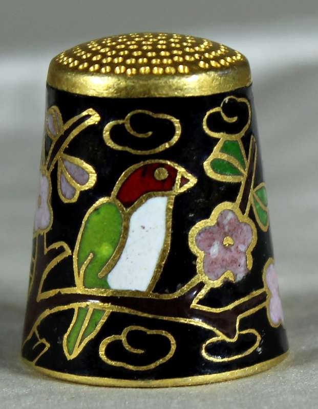 Cloisonne thimble - birds