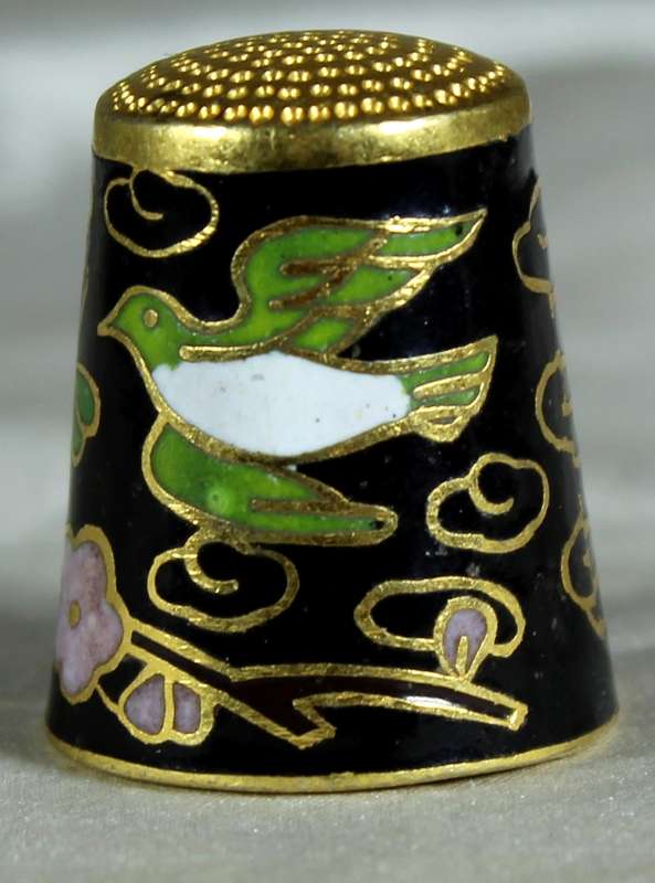 Cloisonne thimble - birds