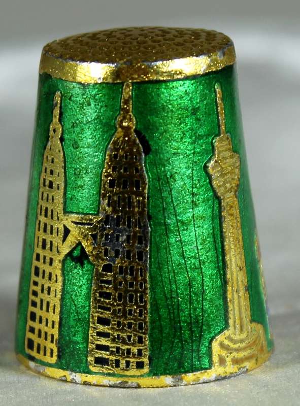 Cloisonne thimble - Malaysia towers