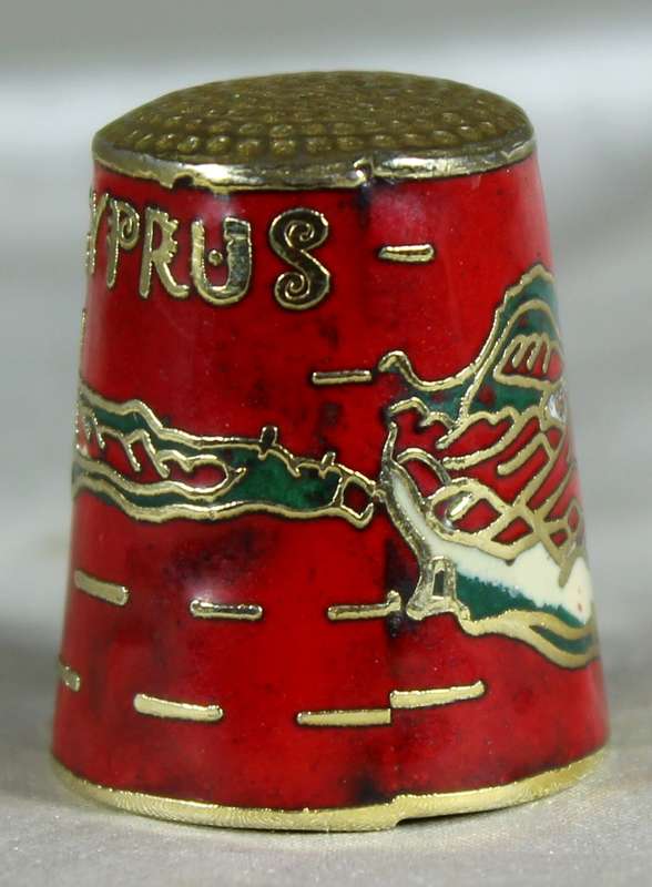 Cloisonne thimble - i love Cyprus
