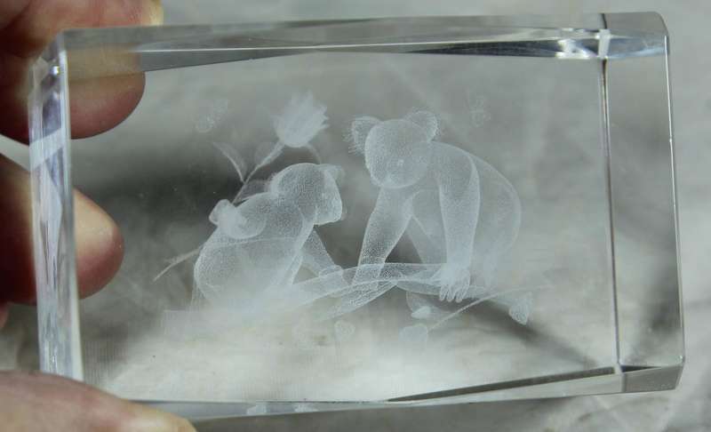 Laser etched cube with Koala's