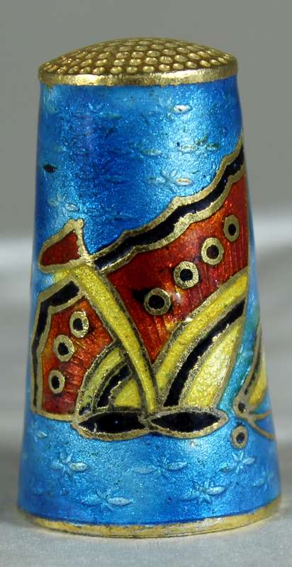 Cloisonne tall thimble - butterfly's