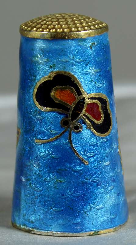Cloisonne tall thimble - butterfly's