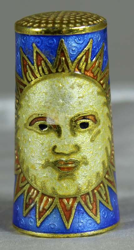 Cloisonne tall thimble - sun face